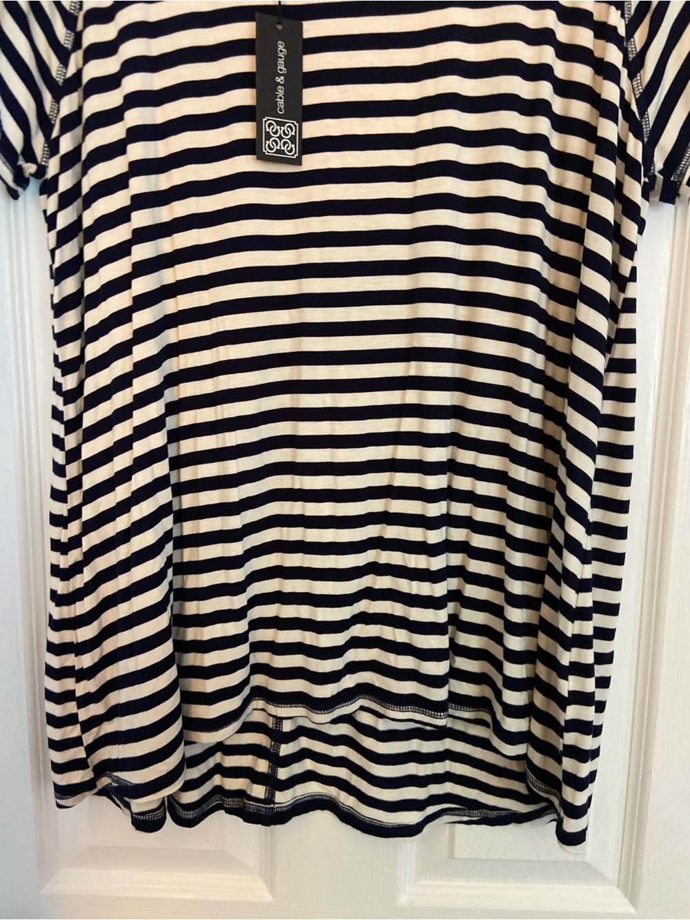 Cable & Gauge Navy & White Striped Short-Sleeve Tunic - Picture 4 of 5